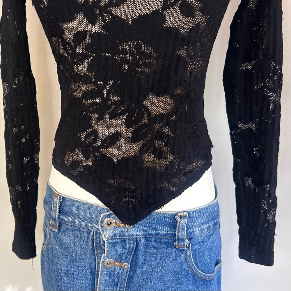 Y2K A’NUE LIGNE Sheer Lace Fitted Top Whimsigoth Fairy Grunge Romantic Goth Sz S - Picture 5 of 15